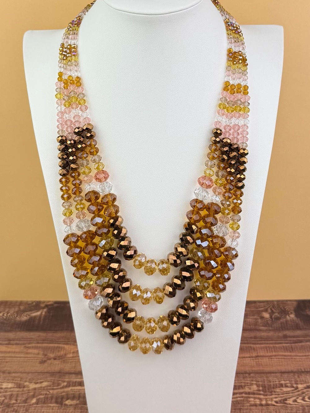 Vintage Joan Rivers Classic Collection Multi-Strand Faceted Crystal Bib Necklace